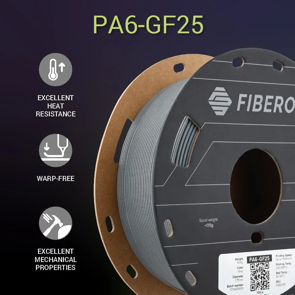 

Для Polymaker Fiberon ™ ПА6-GF25 0.5 кг (ранее PolyMide) ™ PA6-GF) для 3D-печати: нейлон 6 PA GF с добавлением стекловолокна от Polymaker