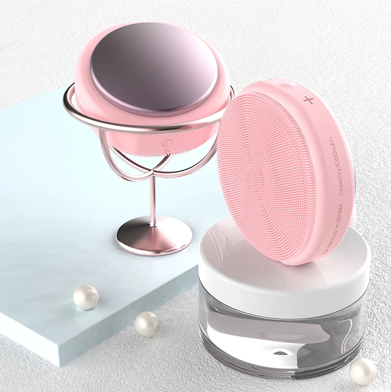 

2Pcs 2024 Pink Soft Silicone Double Sided Portable Cleansing EMS Cleansing Brush