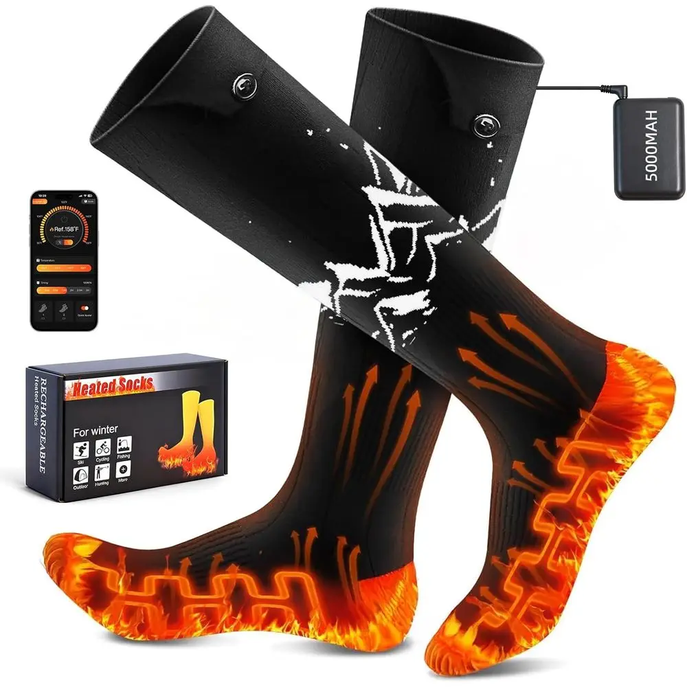 

Rechargeable Electric Socks with 5000mAh Battery, 4 Heat Levels, Ideal for Winter Outdoor Activities