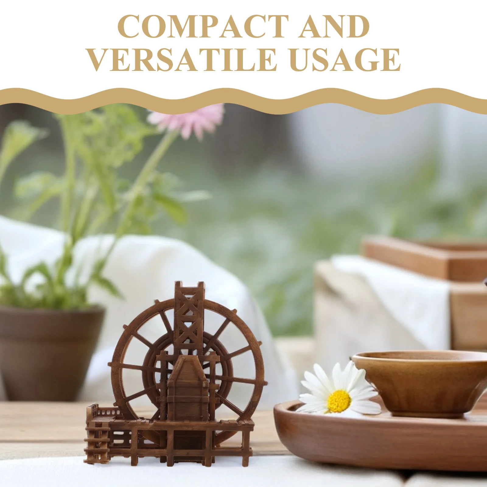 

Waterwheel Ornament Mini Zen Garden Fountain Accessory Simulation Water Wheel Model for Fish Tank Landscaping Aquariums Decor