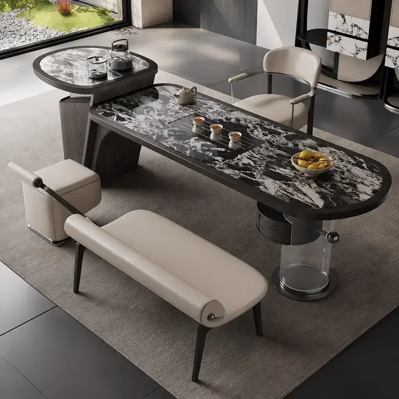 Light Luxury Italian Minimalist Tea Table Office Coffee Table Guangdong Foshan Kettle Integrated Embedded Design