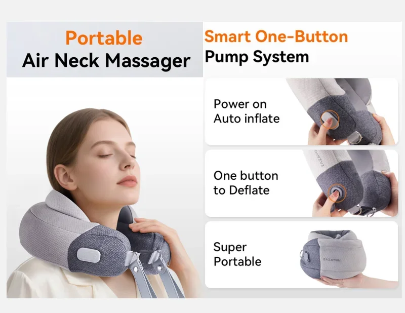 المنتجات الشعبية وسادة ضغط الهواء الرقبة والكتف مدلك التدفئة الرقبة مدلك الكتف للسفر الشحن السريع #4