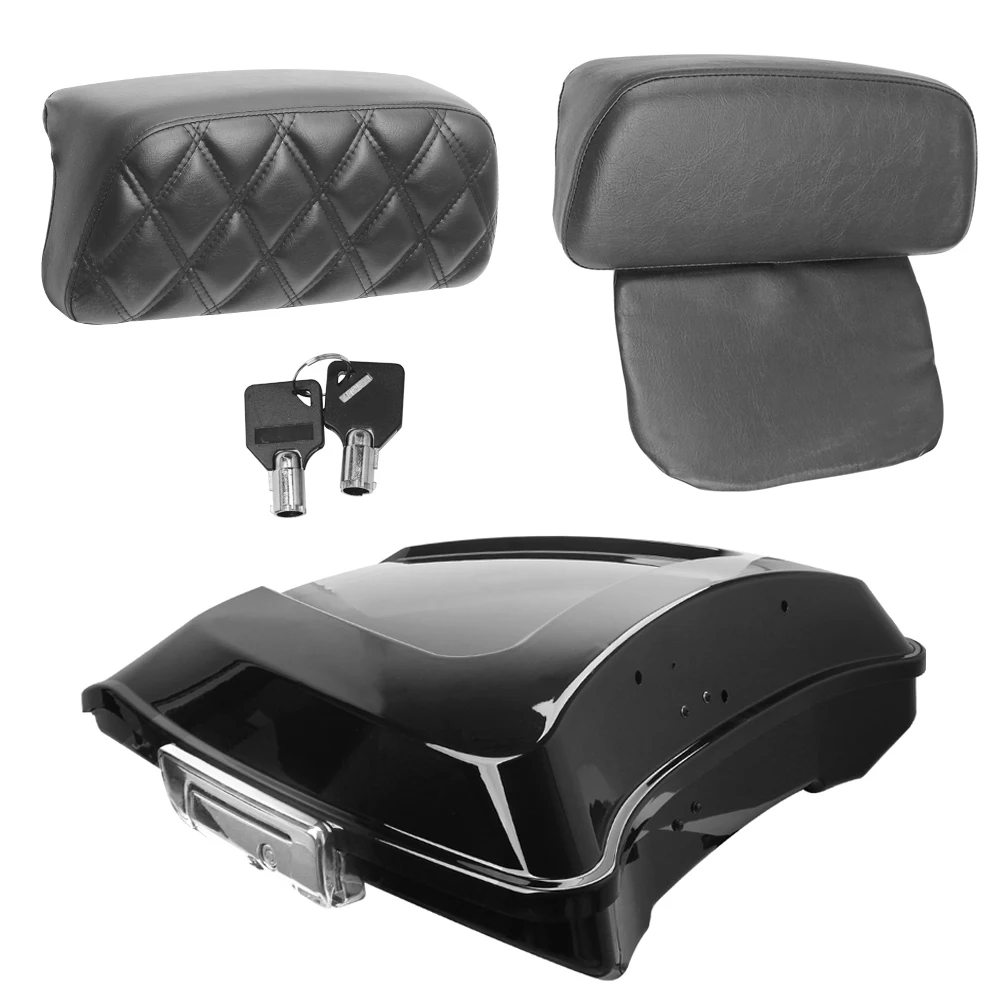 Motorcycle Trunk Luggage Tail Box Tour Pak Pack Angled w/Pad For Harley Touring CVO Electra Glide Ultra Classic Road King 97-21