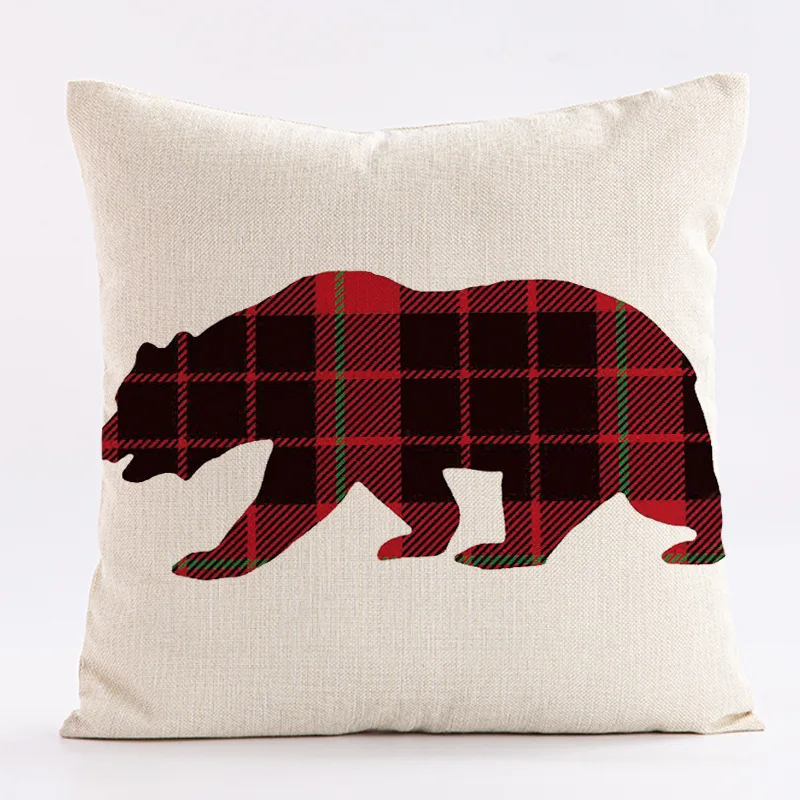 Christmas Checkered Theme throw pillow cover with short plush print for living room sofa decoration cushion cover pillow covers