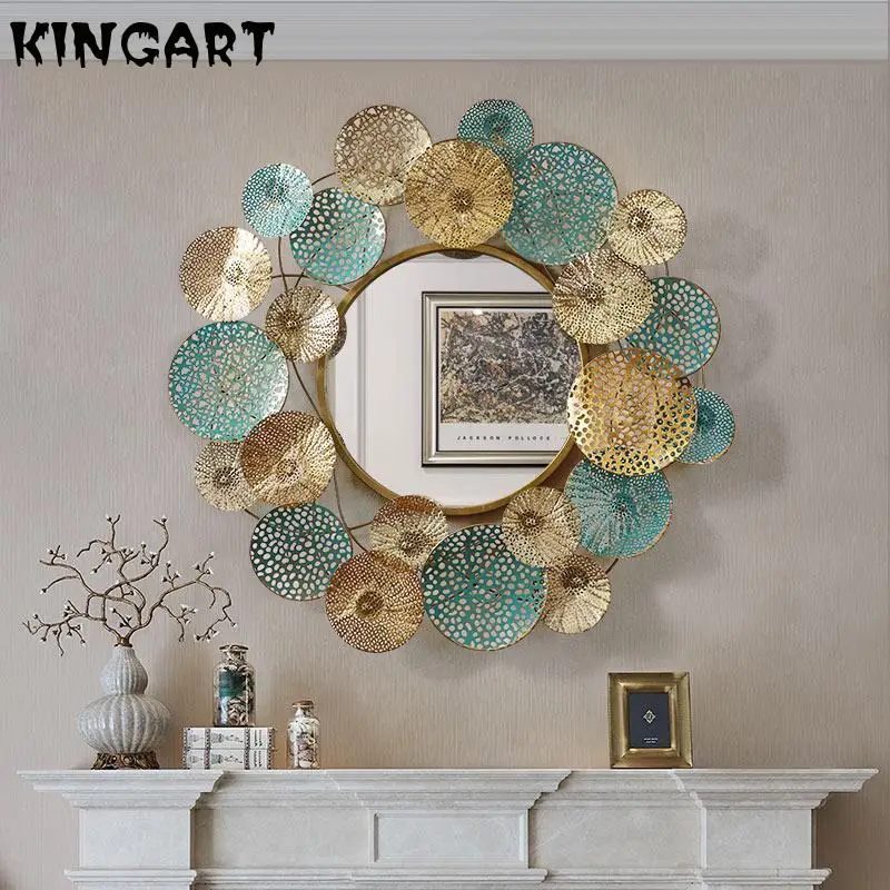 

Big Wall Mirror With Frame Metal Round Decorative Mirror Home Decor Living Room Large Luxury Wall Mirror Retro Hanging Mirror 59