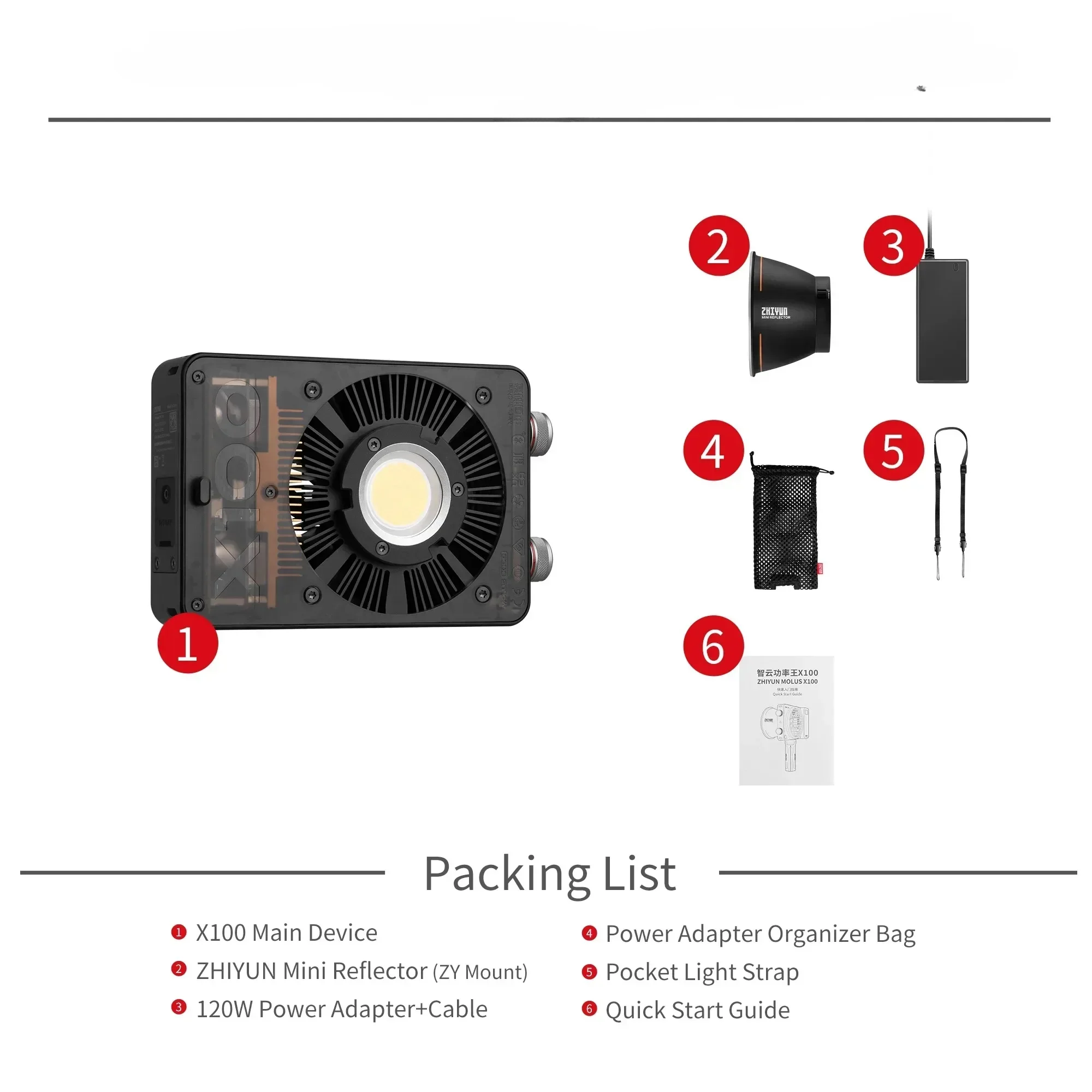 ZHIYUN MOLUS X100 COB Video Light Photography ing Fill  for Photos Studio  Youtube/Outdoor Shooting