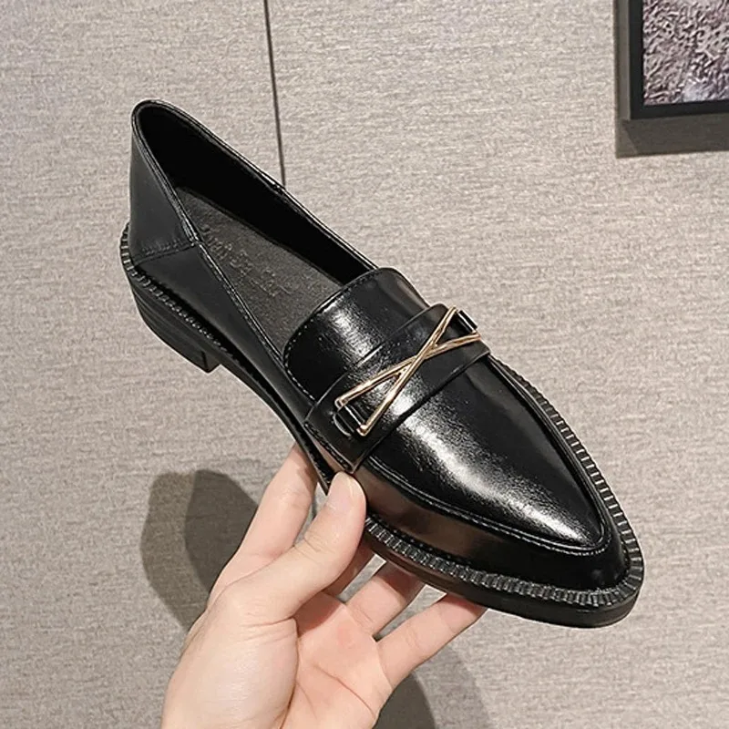 

Retro Women Shoes Fashion Soft Leather Loafers Exquisite Pointed Tip Casual Shoes for Woman Designer Platform Shoe Zapatos Mujer