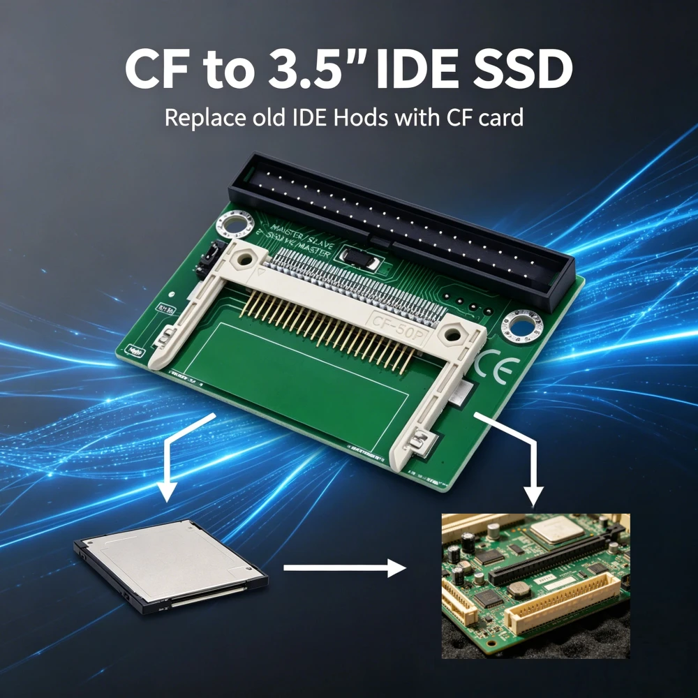 TISHRIC Compact Flash CF To IDE 3.5 Inch 40Pin Adapter Converter Card Single/Dual CF To IDE 3.5 Riser Board For Desktop Computer