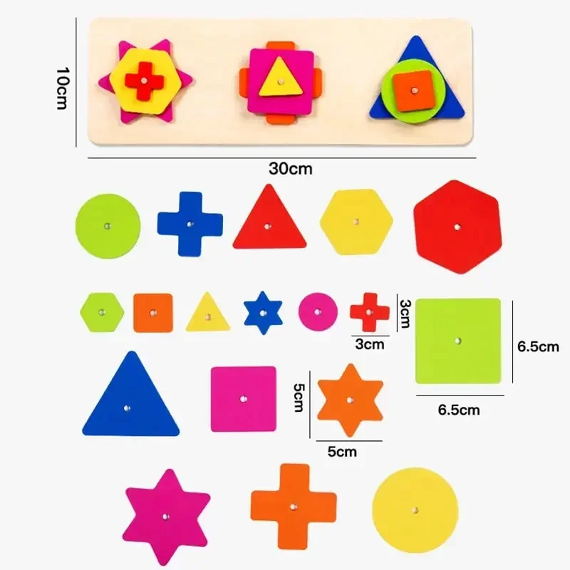 Jeu Sensoriel Montessori, Jouets en Bois, Forme Géométrique, Documents, Jouets Assortis, Formation à la Réflexion, Éducation Précoce, Empilage, Planche Occupée