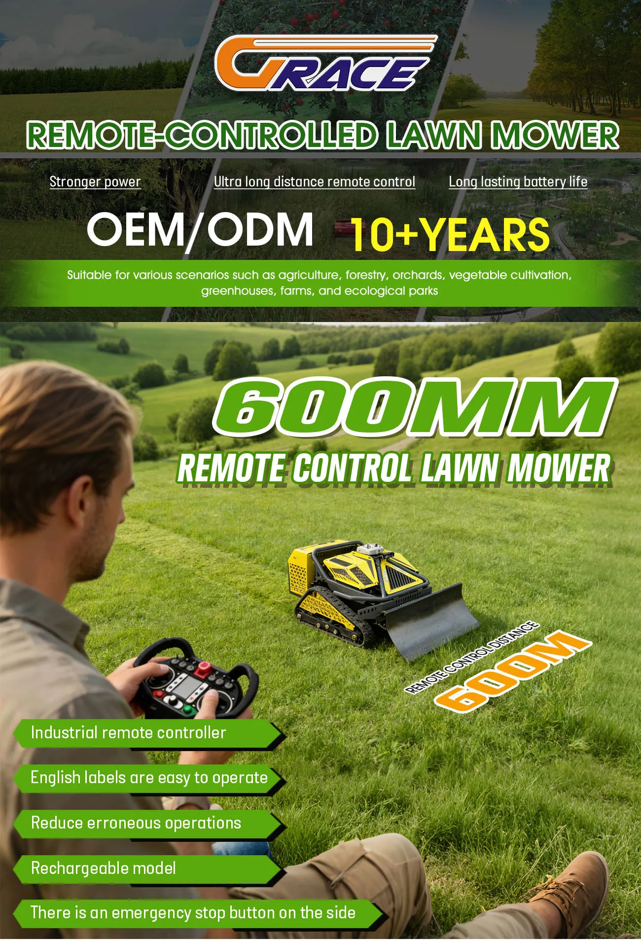 Meistverkaufter GRACE 500mm Pro 2026 RC Rasenmäher Ferngesteuerter Grasschneider für Villenrasen Kostenloser Versand – Detail 2