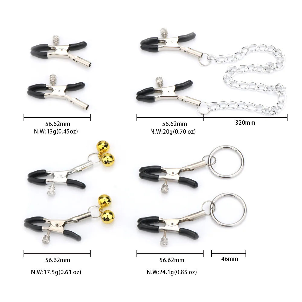 BDSM 4 Styles Sex Nipple Clamps Breast Clamps with Metal Chain Bell Nipple Clip Fetish Adult Game Sex Toys for Women Gay Men