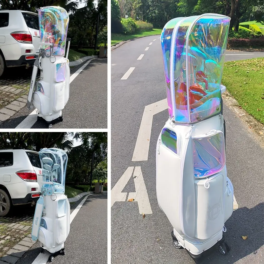 PGM Golf Bags High Quality Woman Transparent Colorful Hidden Trolley Pulley Water-repellent Bag with 4 360 Wheels QB168