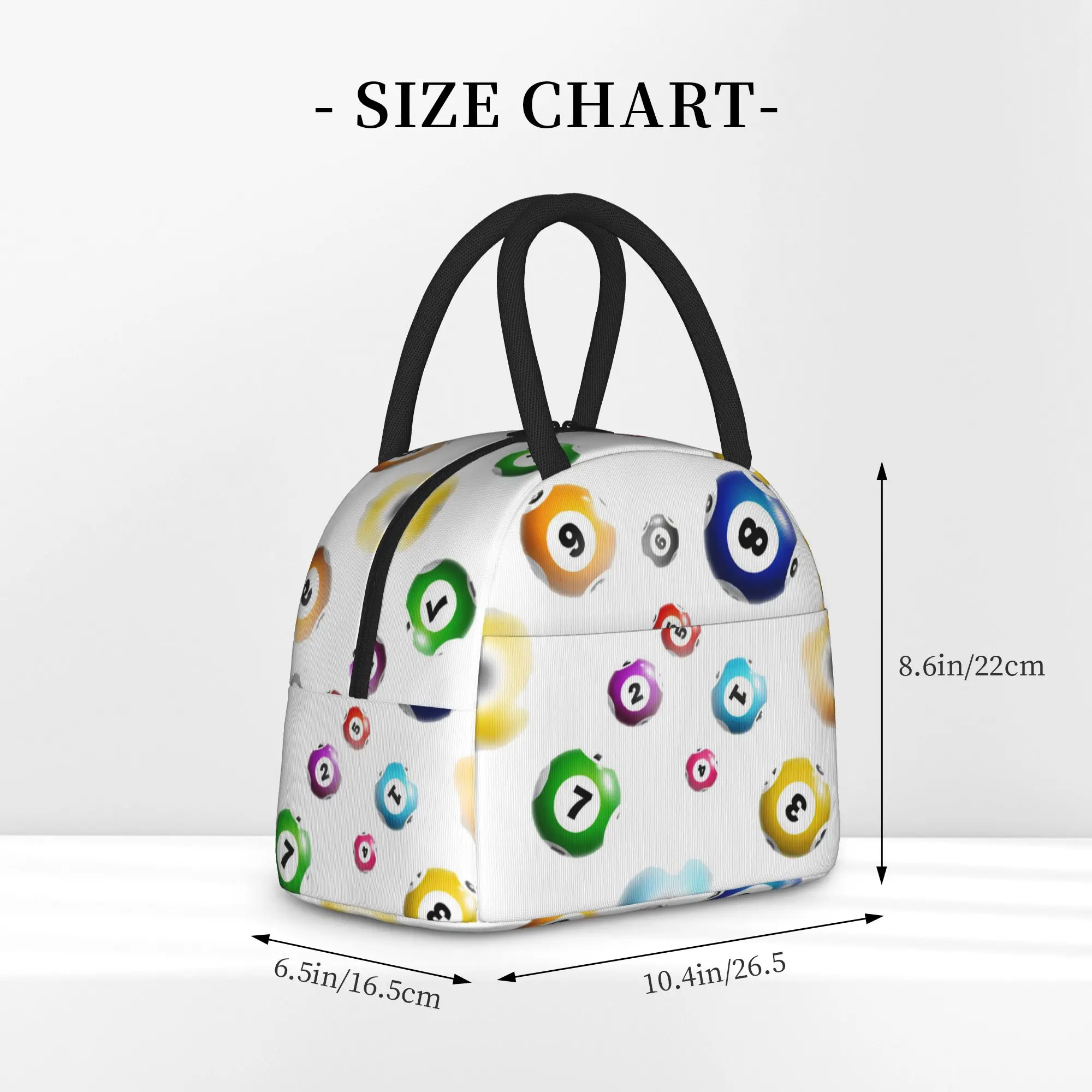 Bingo Balls Paper Game Tote Insulated Lunch Bag  Portable Food Bags Reusable Thermal Cooler For Work Large Capacity Bento Box