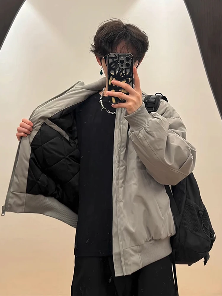 

American Sle Stand Collar Flight Jaet Men's ort Baseball Bomber Jaet Hard oulder Versatile Outerwear for Autumn Winter