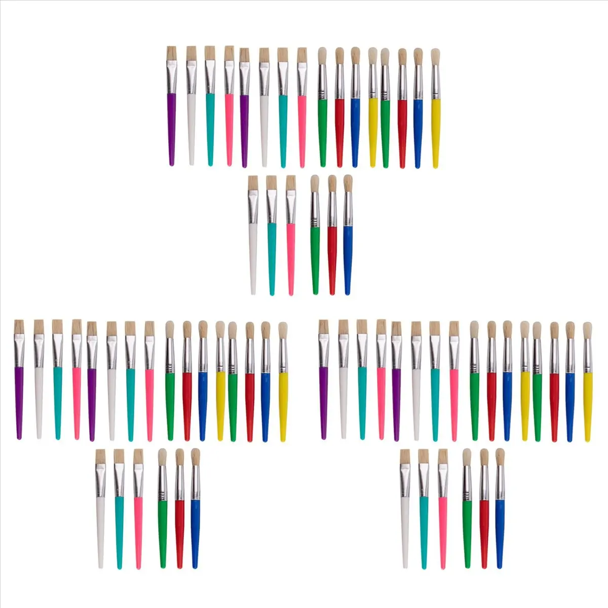 Okay Paint Brushes for Kids, 66 Pcs Round and Flat Paint Brush Set, Easy Hold and Clean Toddler Paint Brushes, Paint Brushes