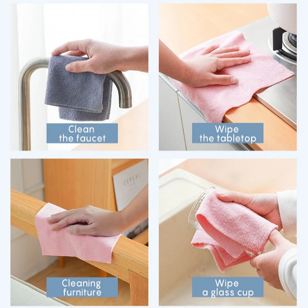 Reusable Cleaning Wipe Household Kitchen Cloth Microfiber Towel Rolls Dish Rags Wash Paper Towel Replacement 1 Roll of 20 Sheets