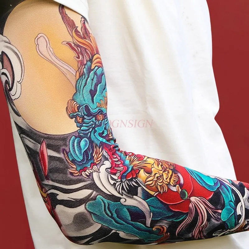 Original Design Ice Silk Sleeves, Unisex Kirin Tattood Gloves, Breathable Ice Sleeves, Summer