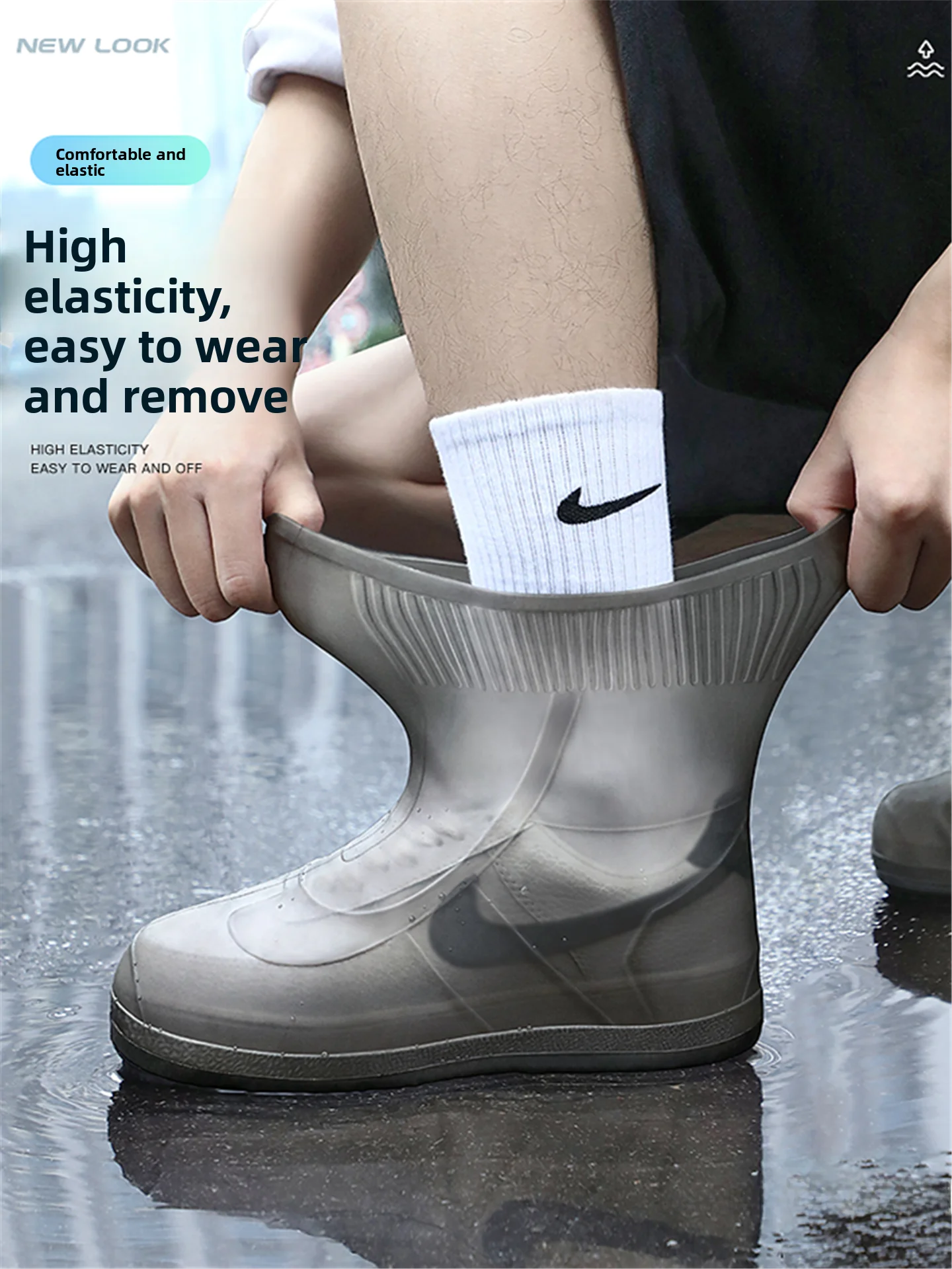 

Thiened Silicone Rain Boot Covers Waterproof Anti-Slip Wear-Resistant School Special Reusable Rain Boots for Children