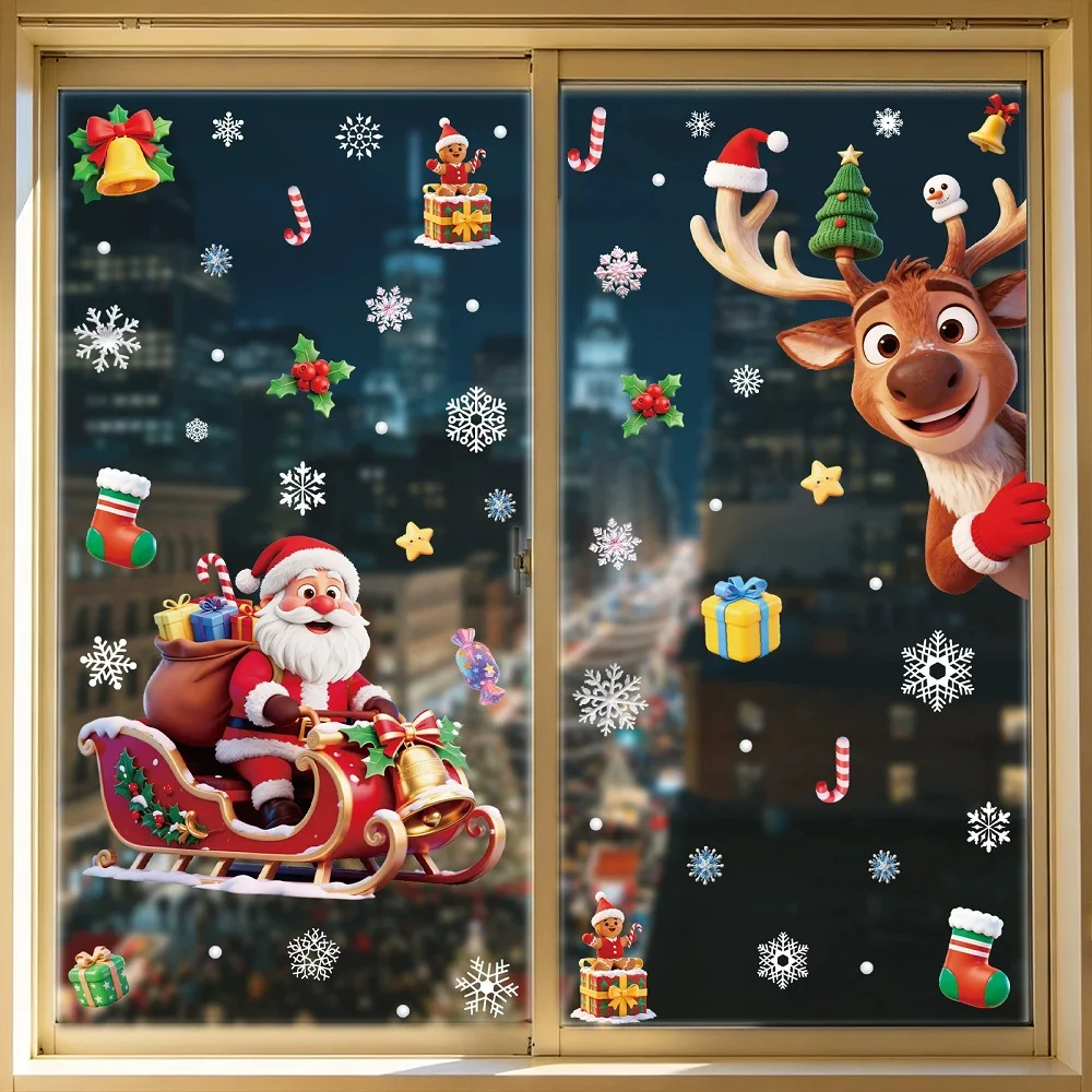 Merry Christmas Window Stickers Santa Claus Designs for Home  Xmas Party Supplies  Gifts Xmas Ornaments
