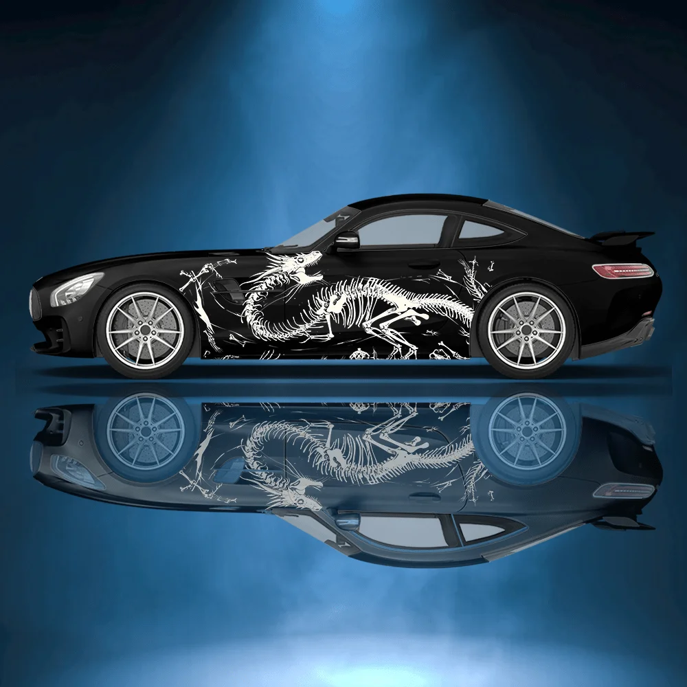 

White Dragon Broken Skeleton Car Sticker, Full Body Decal Decoration, Scratch Protection, Waterproof Car Sticker Car Vinyl Wraps