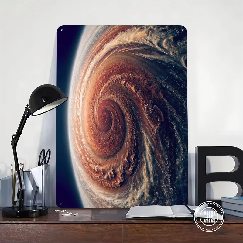 Jupiter's Great Red Spot In Space Tin Poster Customized Wall Art Retro Vintage Metal Signs for Fans Room Luxury Decoration Decor