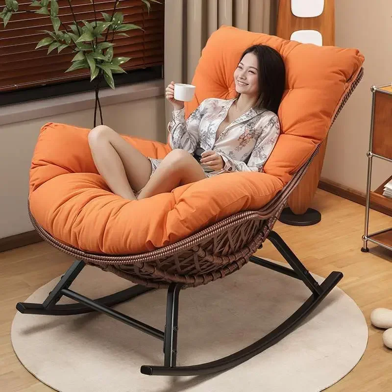 

Винтажное кресло-качалка, плетеное из ротанга толстое кресло для отдыха, легкий диван, кресла-качалки на балконе для гостиной, кресла для отдыха, уличное кресло