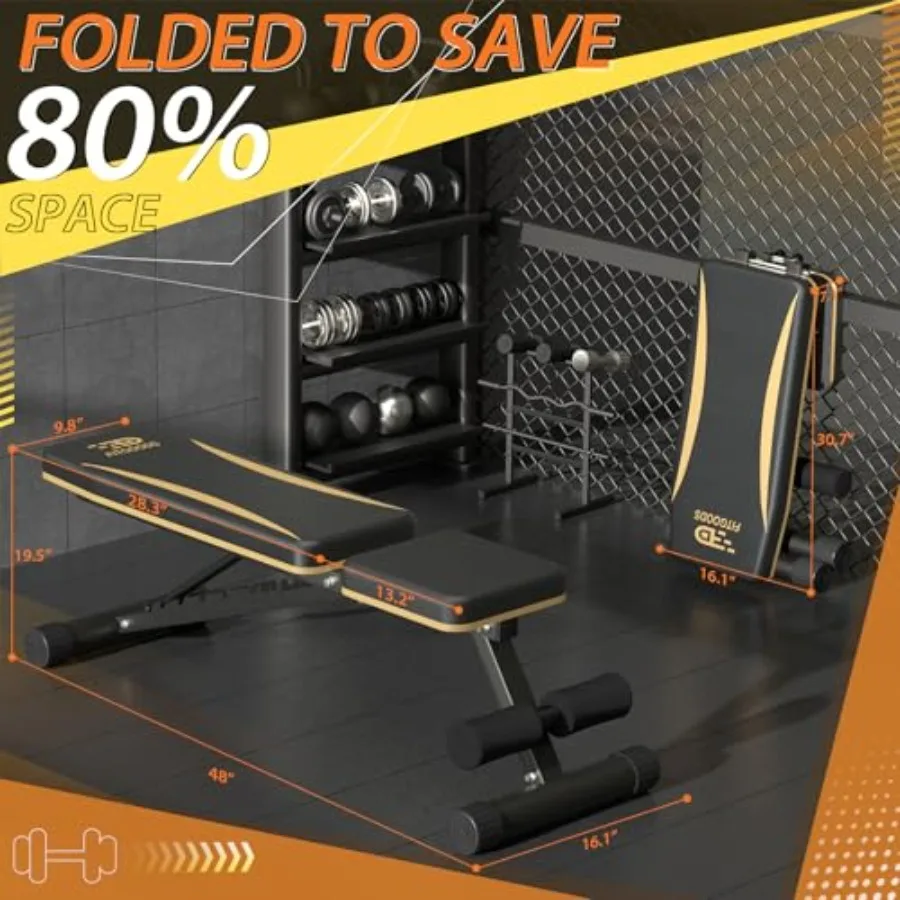 Adjustable Weight Bench for Home Gym - Heavy-Duty Foldable Workout Bench with 660 LBS Ccity Incline Decline Positions Multi-Pos