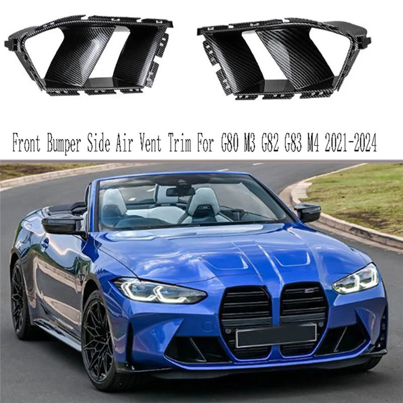 

Front Bumper Side Air Vent Trim For BMW G80 M3 G82 G83 M4 2021-2024 Fog Light Lamp Hood Intake Frame Cover Grille