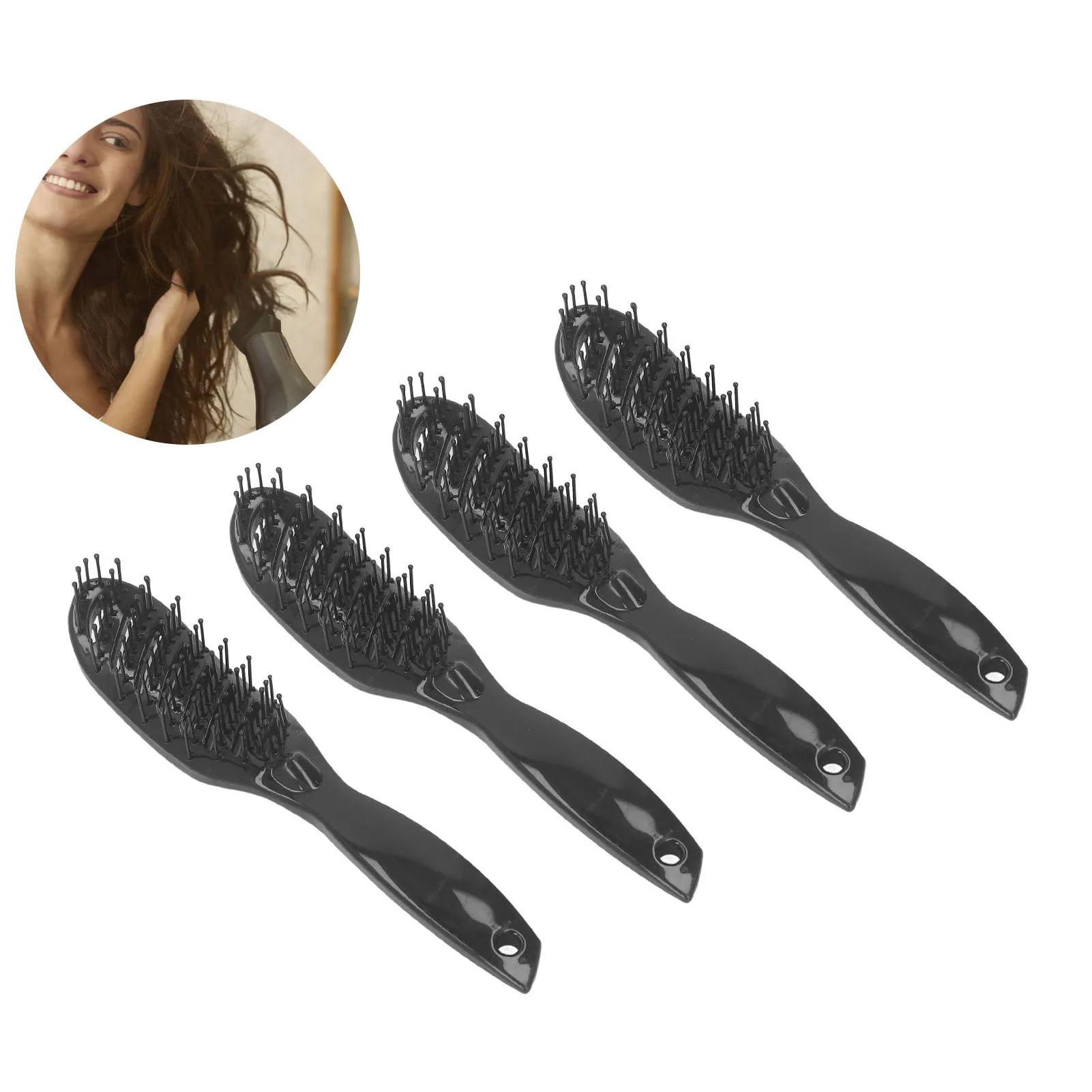 

4pcs 9 Rows Hair Brush Multipurpose Portable Scalp Massage Heat Resistance Detangling Rib Hair Comb For Men