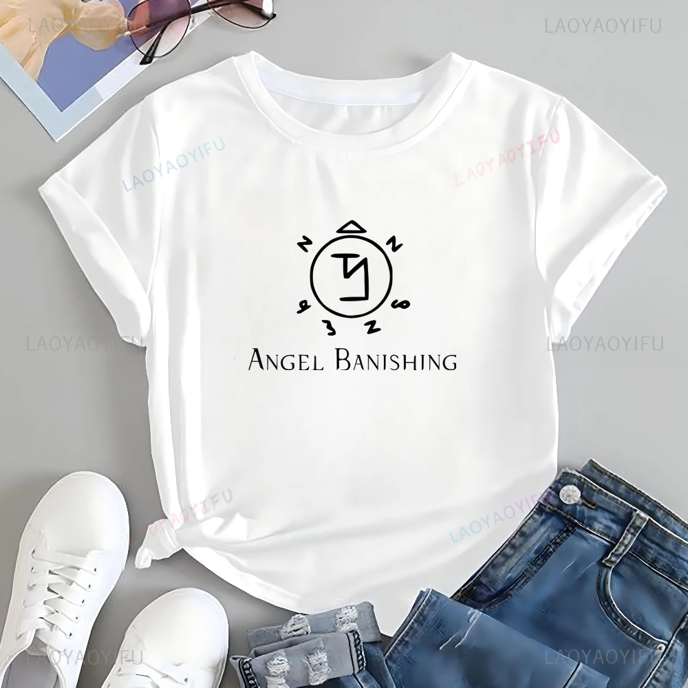 

ANGEL BANISHING Printed T-shirt Supernatural Top Neutral Trend Harajuku Short Sleeve Unisex Shirt Graphic Large T-shirt