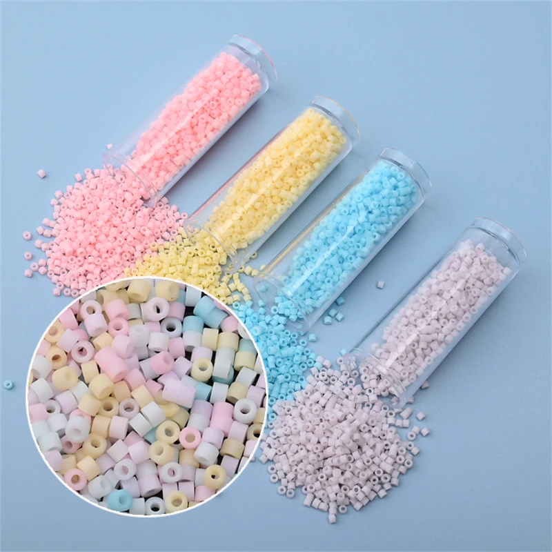 1200pcs 2mm Macaron Small Craft Beads Frosted Japanese Mini Glass Beads for Jewelry Making Diy Necklace Supplies Accessories