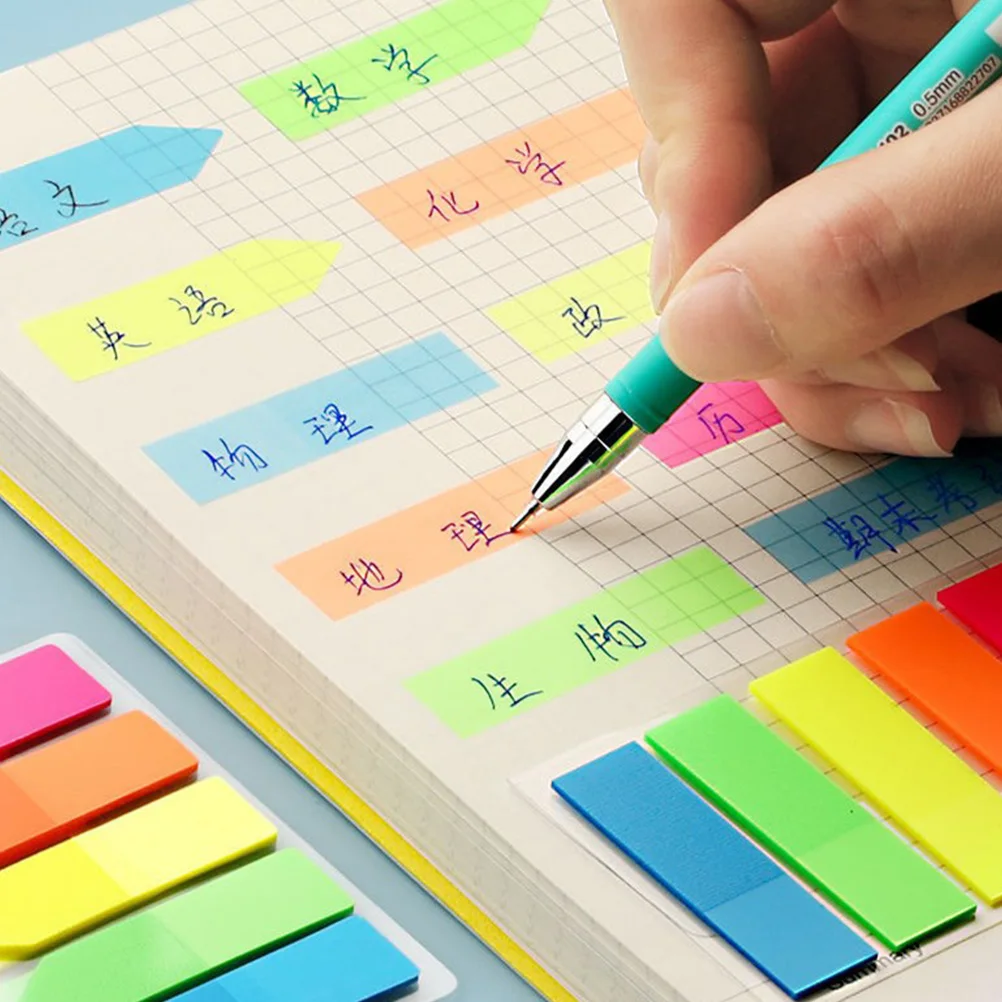 

4 Pcs Self Adhesive Notes Transparent Stickers Sticky Tabs Removable Colorful Book Markers Page Flags for Office Study Gifts