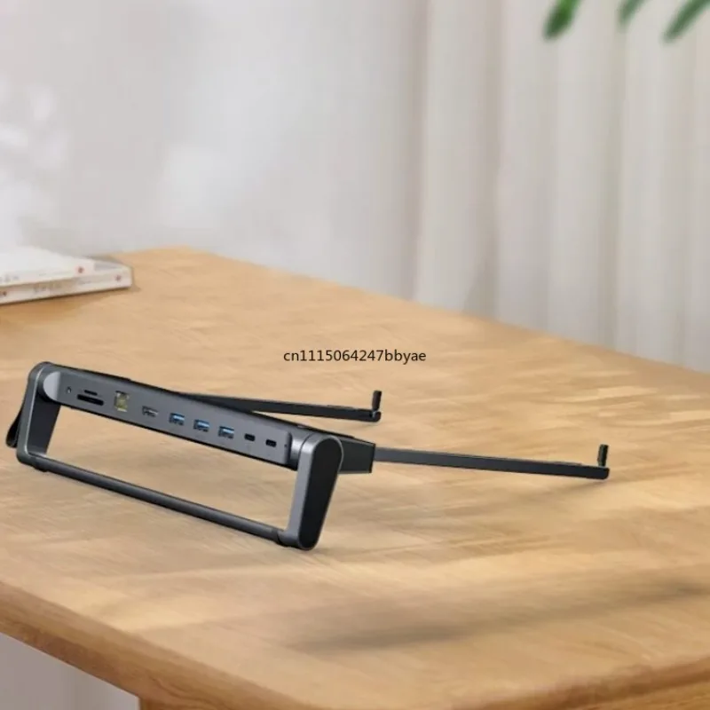 For Foldable Aluminum Laptop Stand 9‑in‑1 Docking Hub PD Charging Ethernet Multi‑Port Expansion Heat Dissipation Bracket