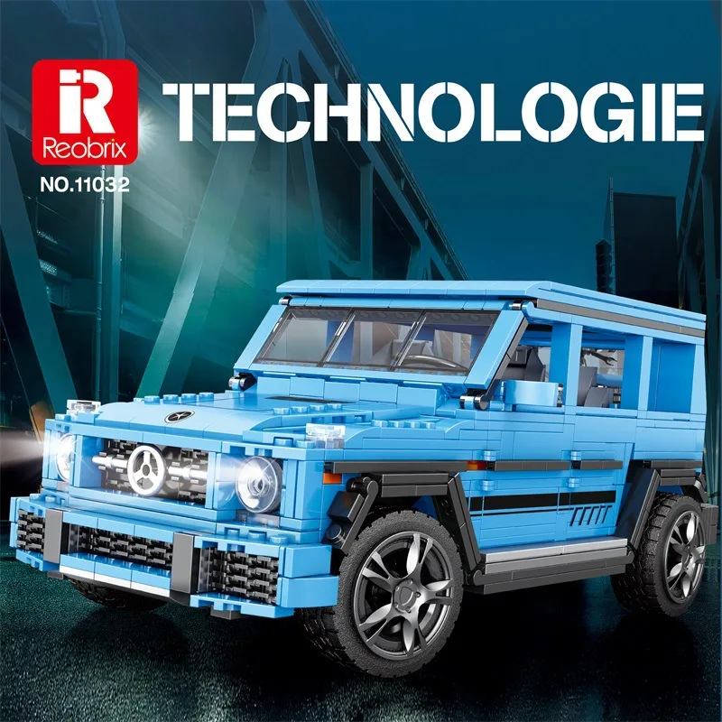 Reobrix 11032 4x4 Off-Road Racing Car Building Blocks - Remote-Controlled G-Wagen Model, High-Tech Puzzle for Young Adventurers