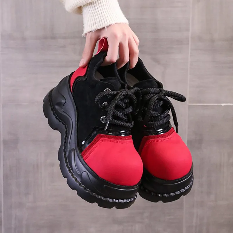 أحذية فاخرة مقسمة ذات نعل سميك منخفضة الارتفاع بمقدمة مستديرة ورباط علوي وكعب مقاوم للانزلاق لخريف وشتاء 2026 أحذية رياضية مكتنزة Zapatos Mujer