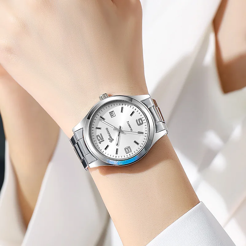 New Fashion Woman Luxury Business Date Quartz Watch Students Sports Stainless Steel Wrist Watches For Gifts Man Wrist Watch Hot