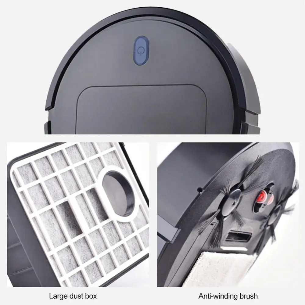 Smart Automatic 1800pa Robot Vacuum Cleaner for Home Low Noise Floor Mopping with Wet & Dry Function USB Power Source for Hotels