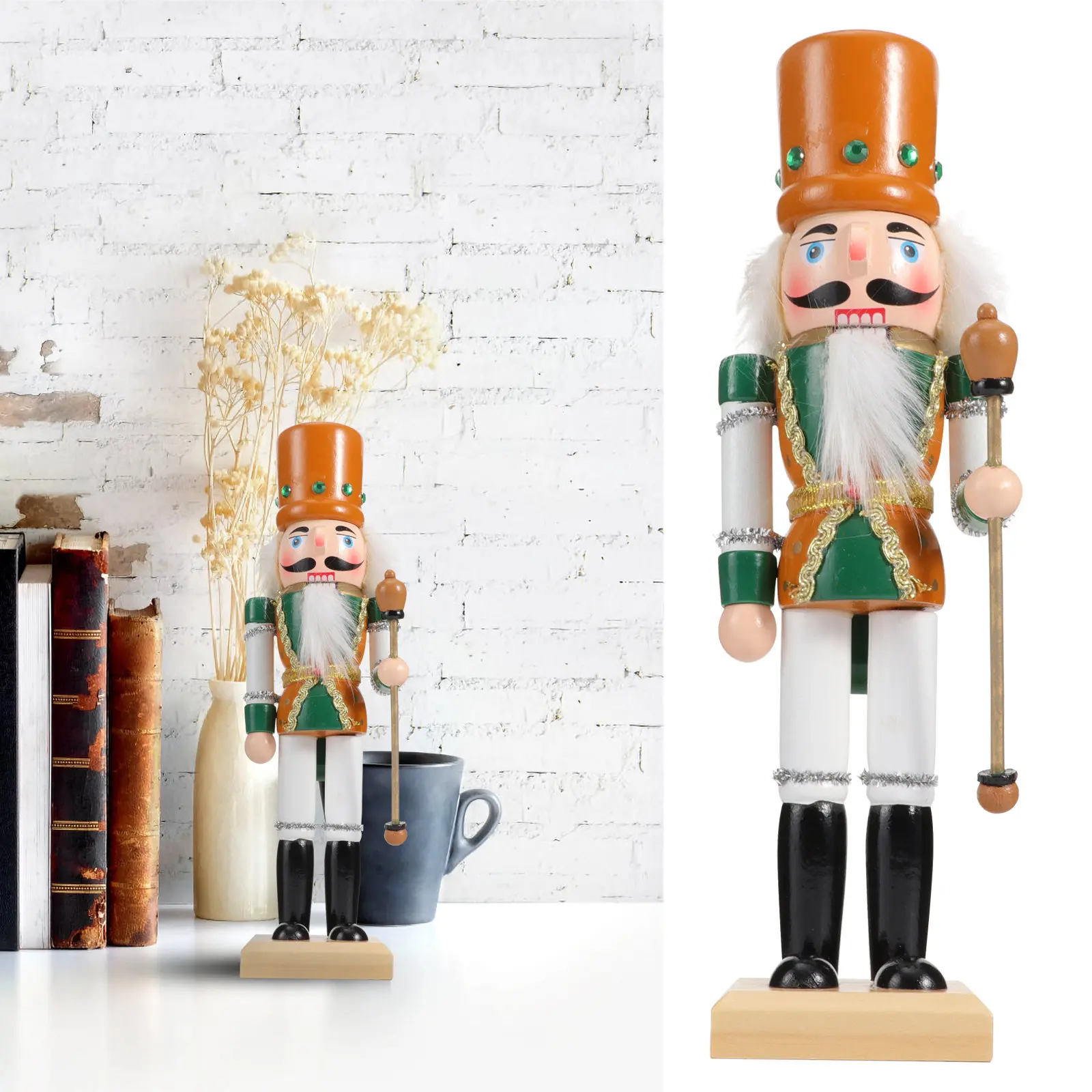 1Pcs Wooden Nutcracker Puppet Classic Soldier Design Christmas Decor Hand-Painted Premium Eco-Friendly Walnut Soldier Home