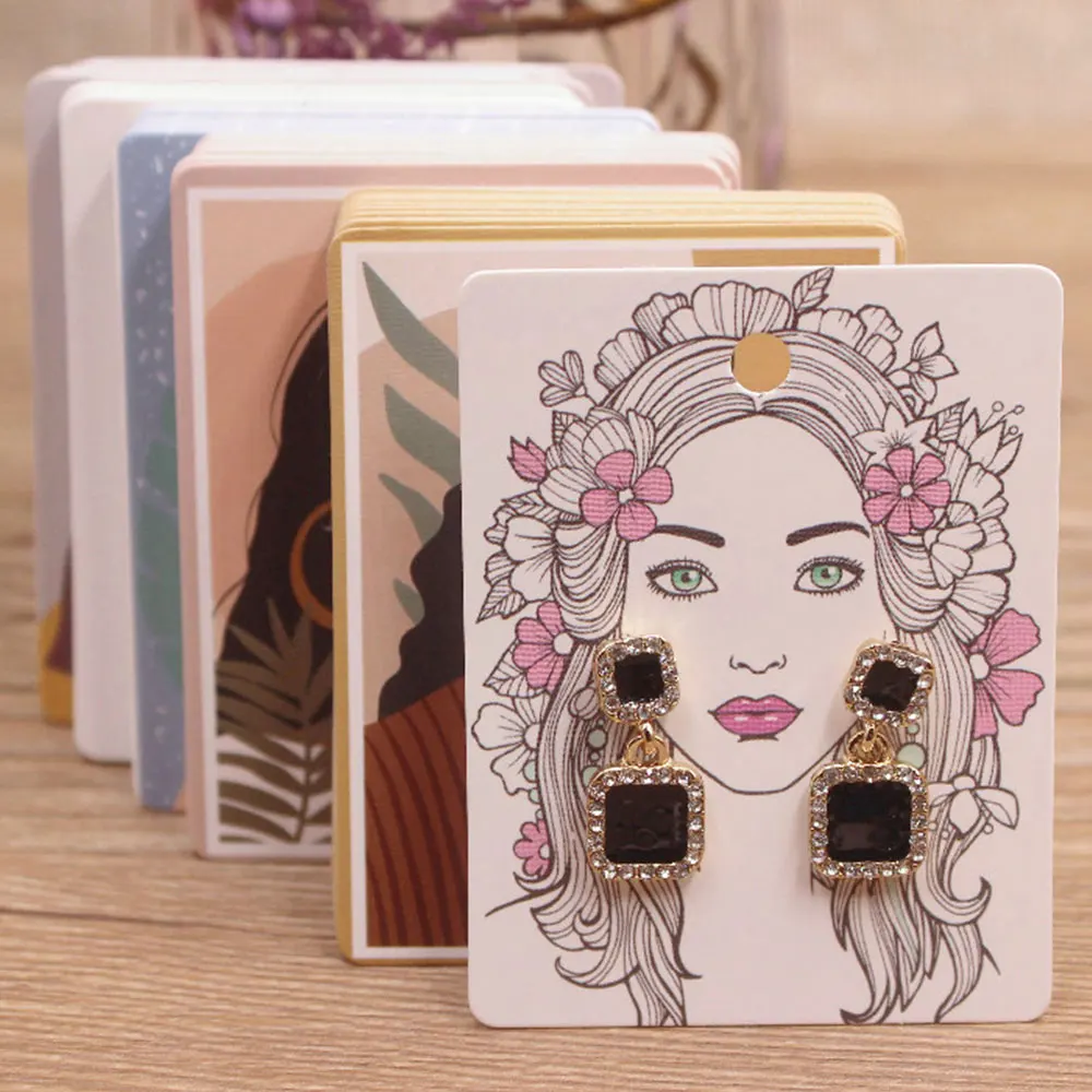 

10/50pcs Girls Earrings Cards 5x6.5cm Studs Display Paper Cards for DIY Jewelry Earrings Retail Price Tags Packaging Cards