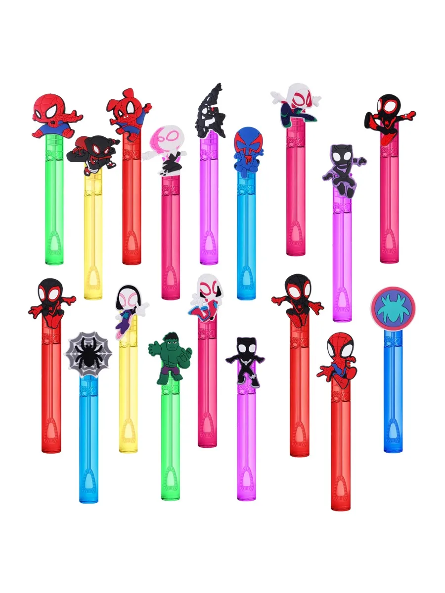 Spider-Man Anime Hero Bubble Wand Set pour enfants - Portable Tridimensionnel Cartoon Bubble Blowing Toy DIY Kit de 6 pièces
