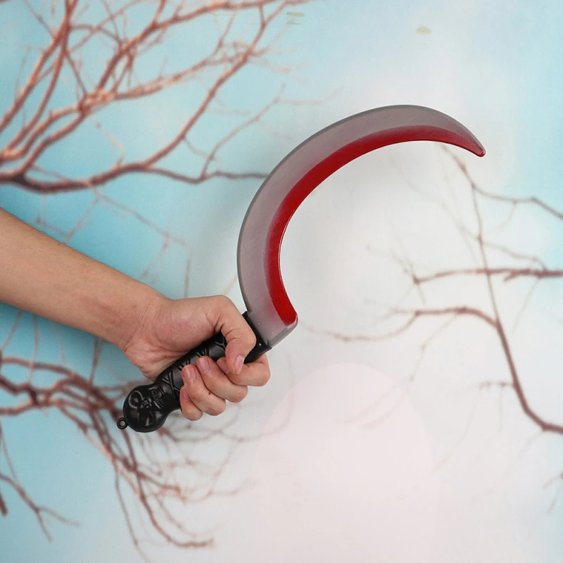Decorative Bloody Axe Realistic Looking Plastic Halloween Fake Machetes Statue Sickle Knife Horror Cosplay Arm Prop For Home view 4