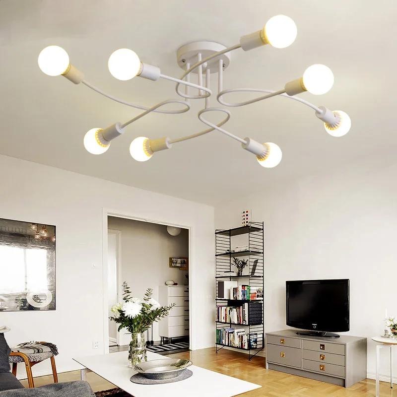Multiple Rod Wrought Iron Ceiling Chandelier for Living Room Vintage Ceiling Lights Industrial Loft Lamp Home Lighting Fixtures