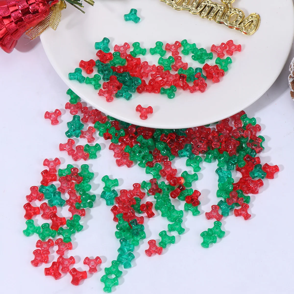 1000 Pcs Christmas Ornament Trigeminal Beads Beading Kits Jewelry Letter Bracelet Loose