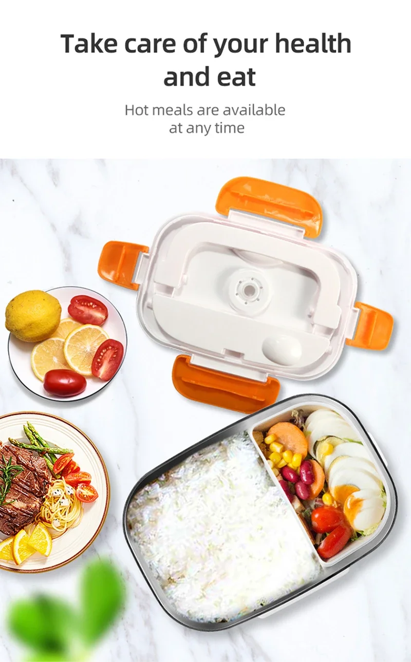 صندوق غداء كهربائي لتسخين الطعام ، جهاز طبخ أرز محمول ، سخان دافئ ، حاوية تخزين ، مكتب منزلي ، بطانة من الفولاذ المقاوم للصدأ ، 1.5 لتر