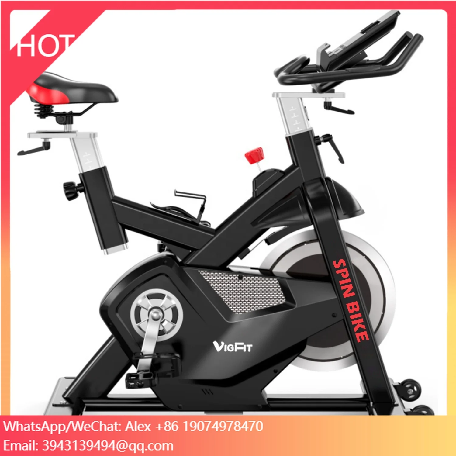 

Профессиональный велотренажер VIGFIT Gym Commercial Spinning с магнитной системой сопротивления и бесшумным ременным приводом