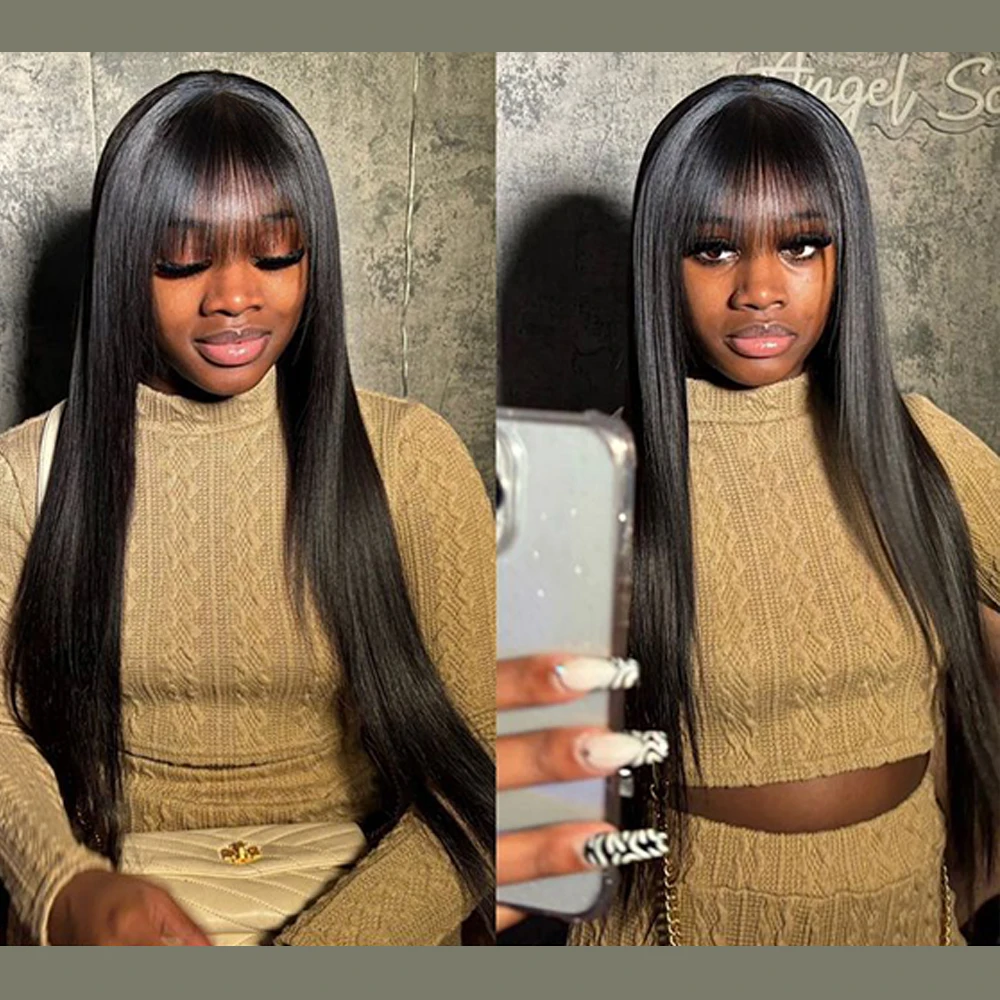 250% كثافة خصلات الشعر المستعار الإنسان مع الانفجارات 32 بوصة كامل آلة صنع باروكة شعر العظام مستقيم غلويليس شعر مستعار شعر الإنسان غير شعر مستعار الدانتيل #5