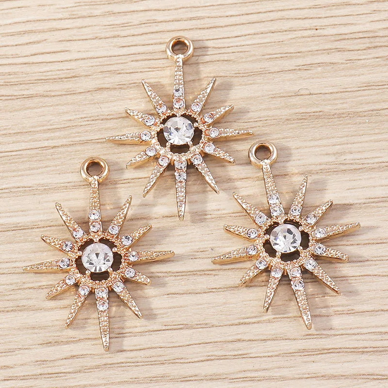 Tusember 10 Stück Exquisite Kristall-Sonnen-Mond-Stern-Anhänger für Schmuckherstellung, Modische Ohrringe, Halsketten, DIY-Anhänger – Detail 15