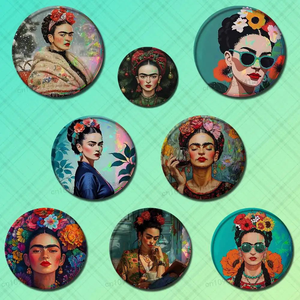 F-Fridas K-Kahlo Artiste Badges 25mm 32mm 44mm 58mm 75mm Cartoon Brooch Pins Backpack Hat Accessories Lover Gifts