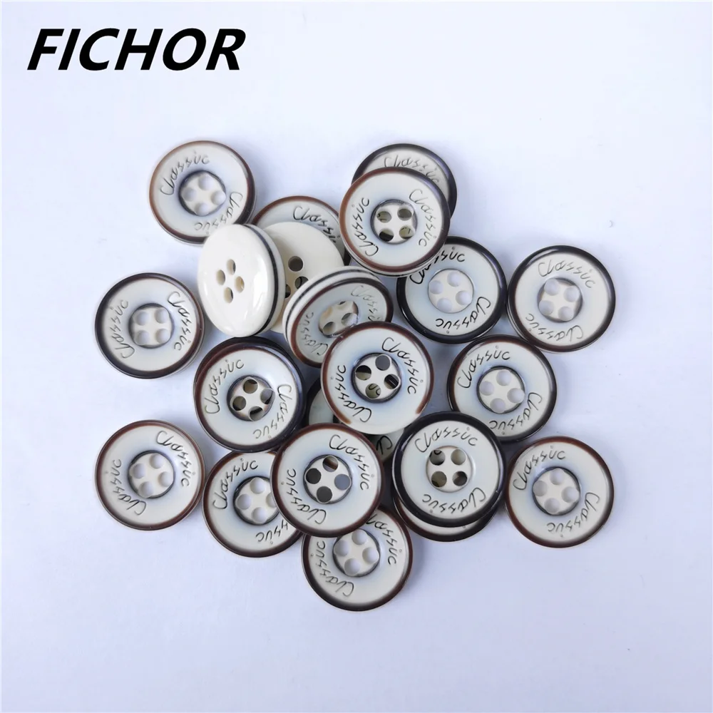 30/50pcs 11.5mm 4 Holes Light Brown Round Resin Buttons Flatback DIY Crafts Children\'s Apparel Clothing Sewing Accessories