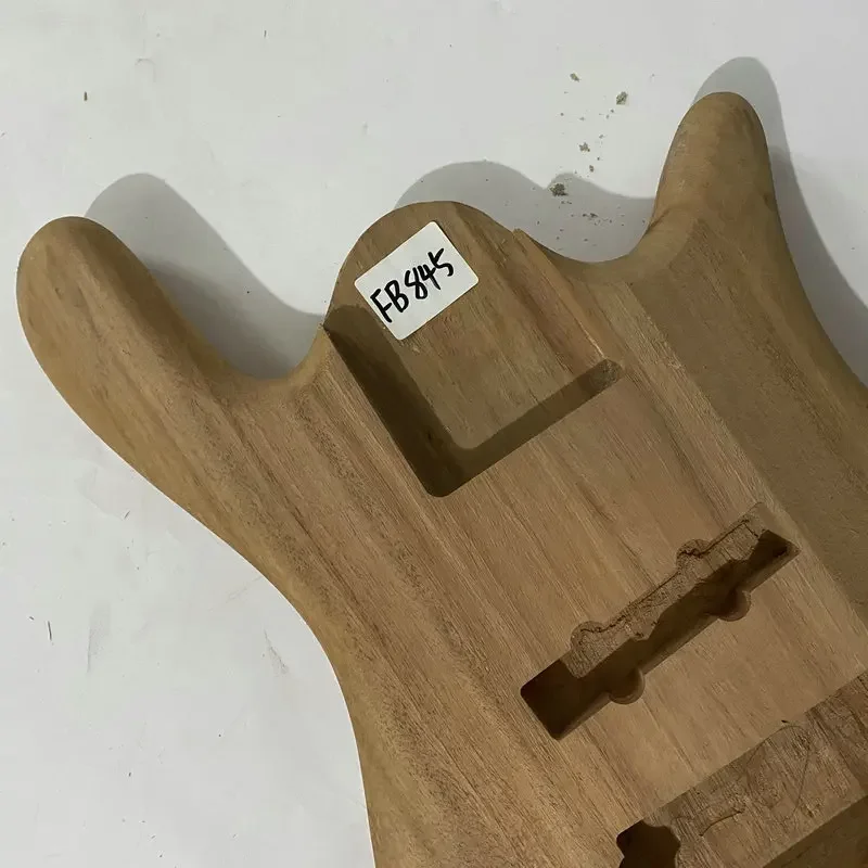 FB845 6 String Version Active Electric Bass Body Solid Redwood  for Replace Right Hand DIY Parts Unfinished Nature